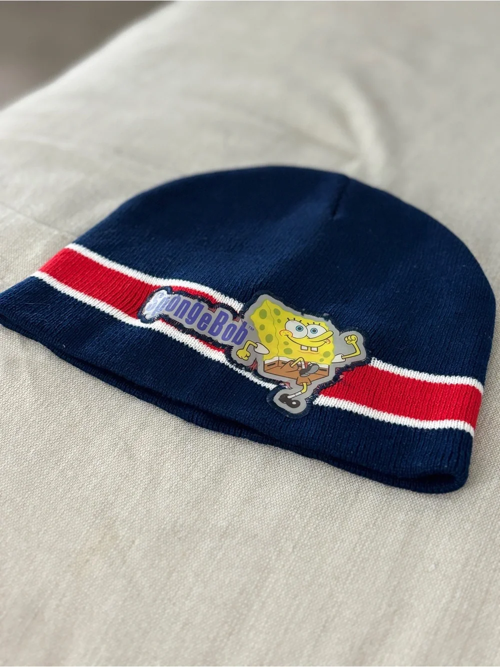 SpongeBob Squarepants Navy Blue Beanie with Red & White Stripe